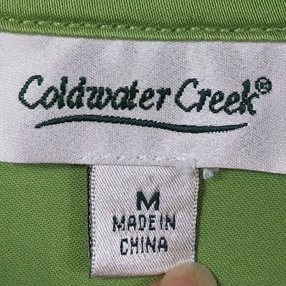 Coldwater Creek Green Shacket Womens Medium Jacket Long Sleeve Button Front - Picture 11 of 13